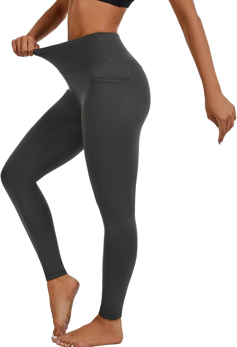 ccko High Waisted Leggings for Women with Pockets, Womens Yoga Pants Stretch Workout Leggings Tummy Control