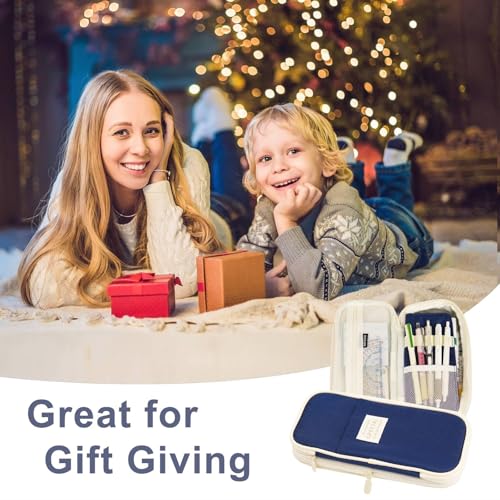 Image of Cute Pencil Case Large Capacity - Expandable Pencil Pouch for women and Girls, Durable Pencil Bag Pen Case Organizer, Kawaii Pencil Case Pouch for School Supplies & Gift (Blue)
