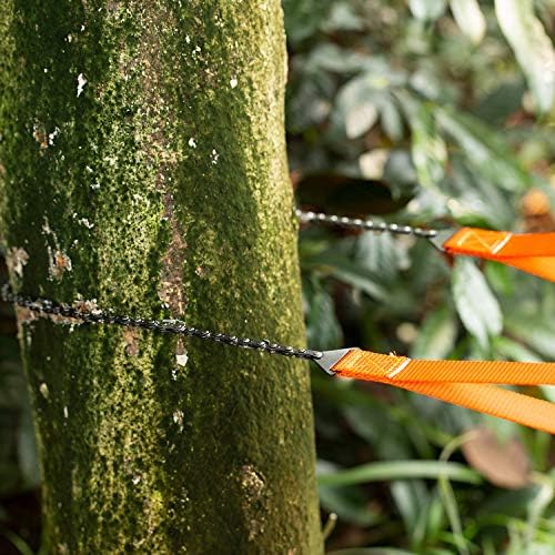 Navaris Pocket Hand Chainsaw - Portable Pocket Chainsaw for Camping, Outdoor Survival, Wood Cutting - 25.6 Inch Steel Blade Wire Saw w/Orange Handles