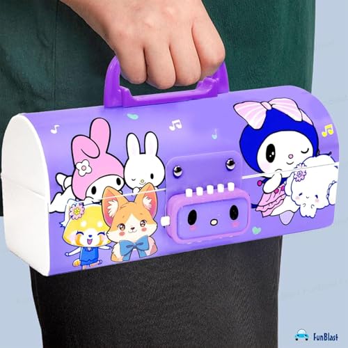 Image of WORSHIPER New Cartoon Theme Pencil Box with Push Pull Eraser Set for Kids | Suitcase Style Password Lock Stationery Organizer | School Supplies Gift Combo for Boys & Girls (Kurumi Purple PENCHIL Box)