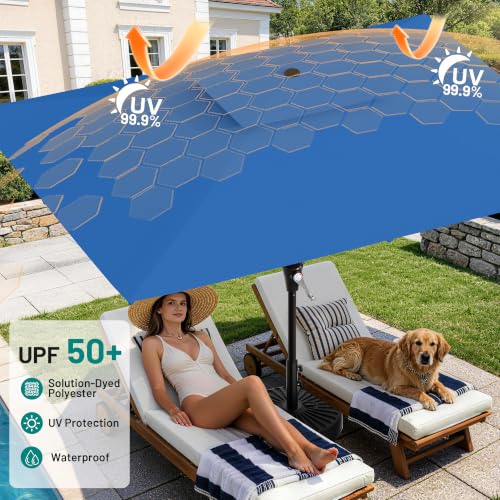 Image of AreShark 8x10FT 2-Tier Rectangular Patio Umbrella w /Crank, Royal Blue