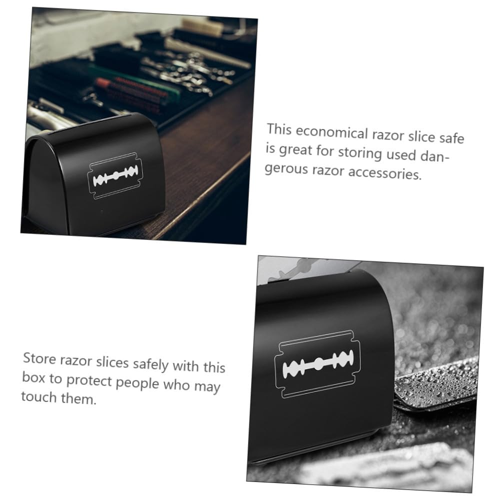 KICHOUSE Razor Blades Storage Box 3pcs Portable Iron Case Haircut Blades Holder Black Sharps Container for Salon and Personal Use