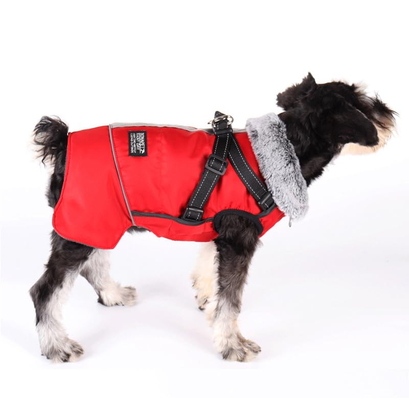 Red Reflective Dog Jacket - Fleece Lined, Quick Release Buckle, Waterproof Winter Coat for Small to Large Dogs (3XL, Red) — image 1