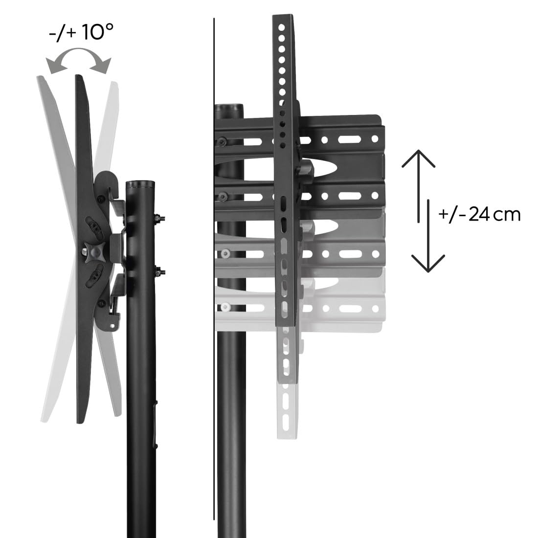 Hama Soporte TV Trolley con Ruedas, hasta 75", Altura Ajustable, Negro