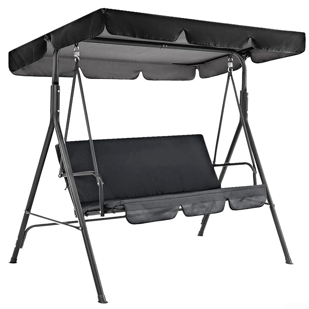 Housse de protection pour balancelle de jardin 3 places en tissu Oxford 210D imperméable - Pour balancelle de jardin - Noir - 164 x 114 x 15 cm