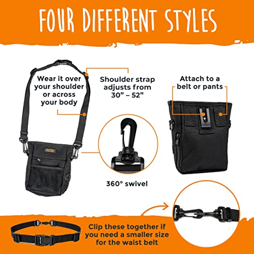 Mighty Paw Dog Treat Pouch 2.0 | Pet Training Hands-Free Snack Bag W/Strap. Holds 2 Cups Kibble, Poop Bags, Phone & Keys. Magnetic Clasp & Waist Belt Clip. Includes 1 Roll Of Poop Bags (Orange/Black) #TOP4