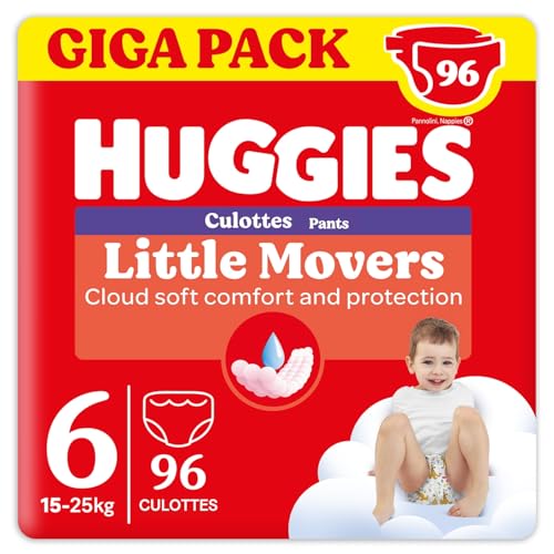Huggies Little Movers Pañal Braguita para Bebé con Diseños Disney Talla 6 (15-25 kg), 2 Packs de 48, Total 96 Pañales