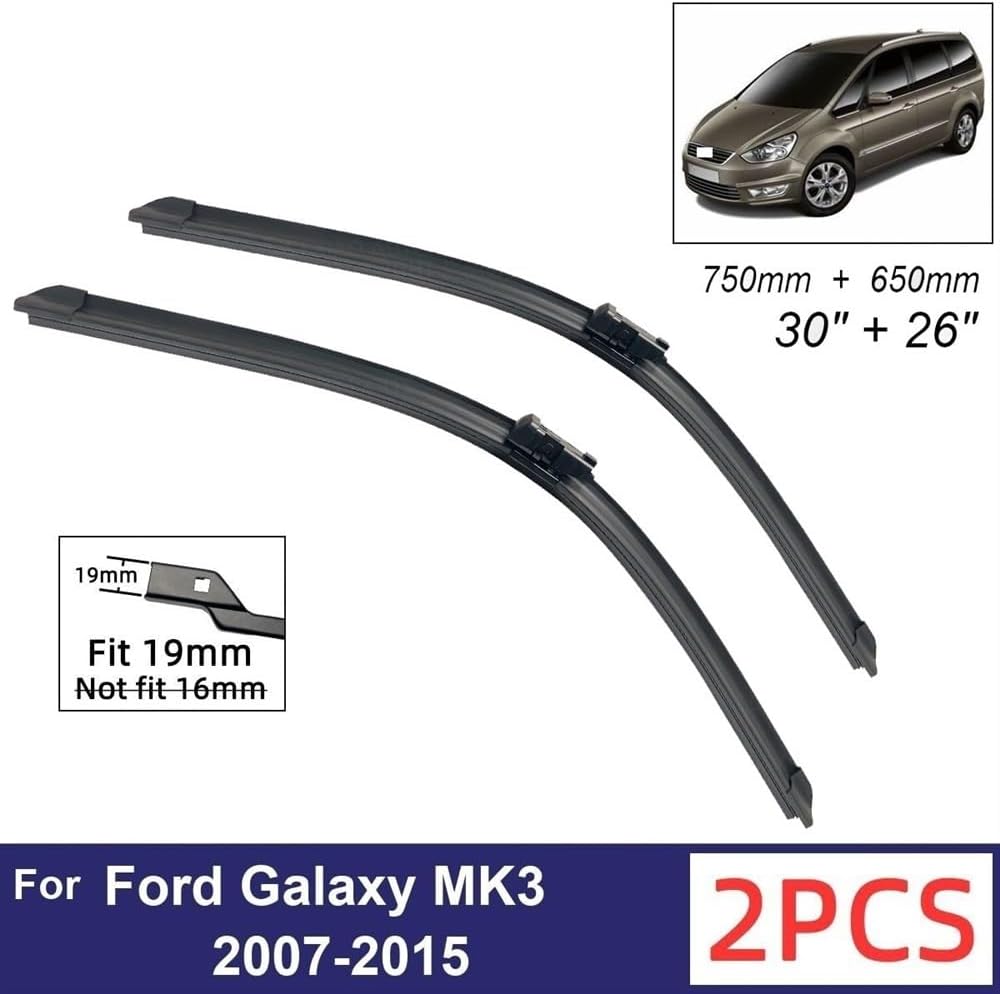 Car Wiper Compatible with Ford Galaxy MK3 2007-2015 Front Wiper Blades Soft Rubber Windscreen Wipers Auto Windshield 30"+26" 750mm + 650mm (Color : 4 wipers)