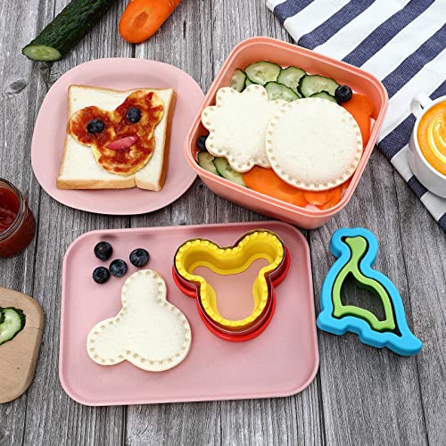 Muyiyamei Sandwich Cutter And Sealer Set,4 Pcs Bread Sandwich Decruster Pancake Maker Diy Cookie Cutters For Kids Bento Box,Flower Dinos Circle Shapes Mold. #TOP5