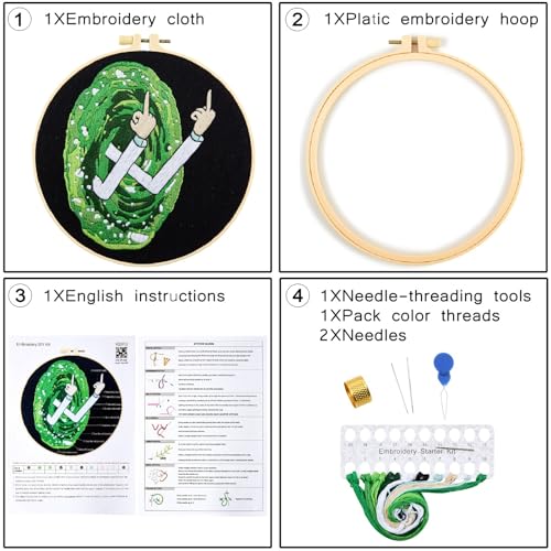 Image of Embroidery Kits for Beginners Adults, Funny Embroidery Starter Kits, Counted Cross Stitch Kits for Beginners Adults, Craft Hobbies Set for Women, Embroidery Fabric, Threads, Hoops, and Video Tutorial