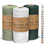 OurTop Hilo Macrame 3mm x 100m, Juego de 3 Cuerda Macrame Cordon Macrame...