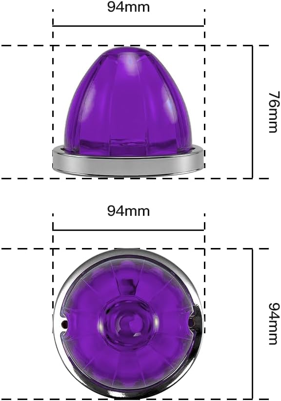 4 Pack LED Watermelon Lights for Semi Truck Exterior, Mini Water Melon Semi Truck Marker Lights, Signal Lights for Kenworth Peterbilt Freightliner Accessories (Purple)