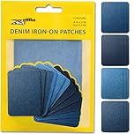 ZEFFFKA Denim Iron-on Jean Patches Inside & Outside Strongest Glue 100% Cotton Assorted Shades of Blue Repair Decorating Kit 12 Pieces Size 3" by 4-1/4" (7.5 cm x 10.5 cm)