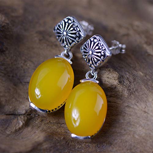 Pendientes de plata y calcedonia amarilla MIYUAN un regalo artesanal único 4