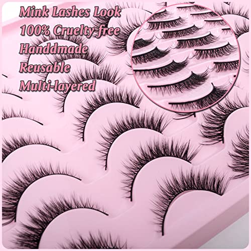 Sqylashes False Eyelashes Short Natural Wispy Lashes Cat Eye - Mixed 2 Styles, 14 Pairs, Black, Mg07 #TOP2