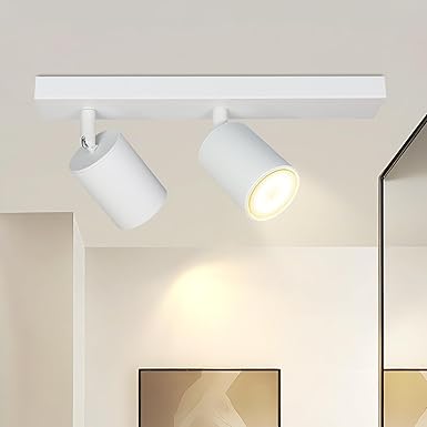 Glitzerlife Glitterlife plafondlamp 2 vlammen plafondspot wit - hal plafondlamp GU10 moderne plafondspot draaibaar 350° MAX.25W wandspot lamp voor woonkamer slaapkamer keuken (zonder gloeilamp)