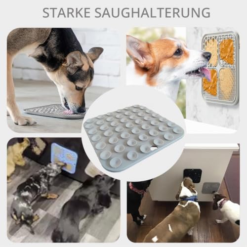 Leckmatte für Hunde, Futtermatte für Butter & Joghurt, Hundespielzeug für Baden, Training & Fellpflege (1er-Pack Schwarz, 20X20 cm)