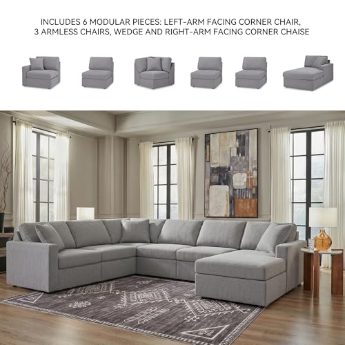 Image of Signature Design by Ashley 6-Piece Modular Sectional Sofa, Granite