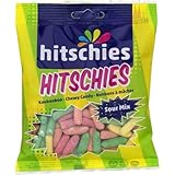HITSCHIES - Bonbons à mâcher Sour Mix | Saveurs acidulées et onctueuses | Pour les amateurs de douceurs gourmandes | le paquet de 140g | LOT DE 4