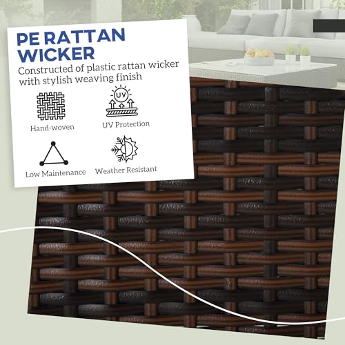 image for Outsunny 2 Pieces Outdoor Patio Ottomans, All Weather Wicker Outdoor F