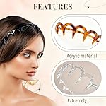 3 PCS New U Shape Fashion Tooth Hair Comb Headband，2025 High Cranium Headbands for Women's Hair with Teeth for Women Gifts (Amber+Black+Grey) - Image 3
