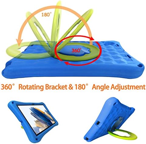 Kids Case for Samsung Galaxy Tab A8 10.5'' 2022,DJ&RPPQ Lightweight EVA Kids Friendly ShockProof 360 Rotating Grip Handle Folding Stand Case for Galaxy Tablet A8 10.5 Inch (SM-X200/X205/X207)-Blue