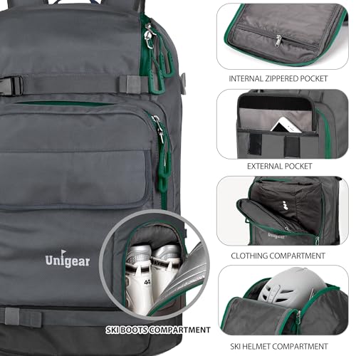 Image of Unigear Ski Boot Bag Backpack for Helmet 50L /70L, Goggles, Gloves, Skis, Snowboard & Accessories