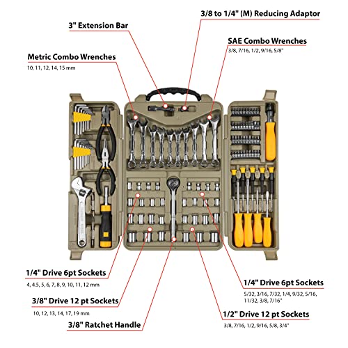 Performance Tool - 123Pc Mechanic's Tool Set (W1801), Hand Tools - Tool Sets , Beige #TOP5