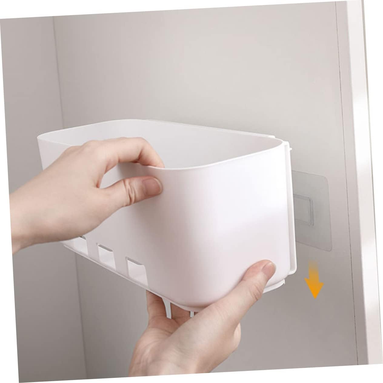 ABOOFAN 2Pcs Under Sink Pull out Organizer Self Adhesive Storage Box for Kitchen and Bathroom Wall Mount Holder for Discreet Storage of Sundries Shampoo and More