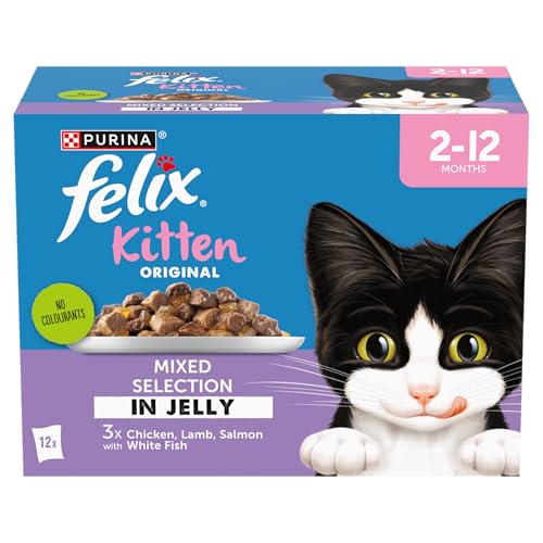 FELIX Original Kitten Mixed Menu in Jelly Nassfutter für Katzen, 12 x 85 g