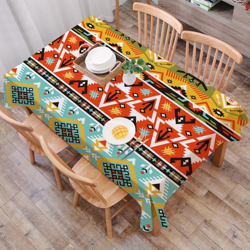 DALEXHM Nappe Rectangulaire 137x183 cm Nappe Exterieur Imperméable Anti-tâche Protection de Table pour Salle à Mangerr,Motif Abstrait de Montagnes tribales,...