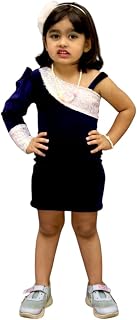 Yuvina Fashion Buy Girls One Shoulder Velvet Dress with Sequin Detail Price In India