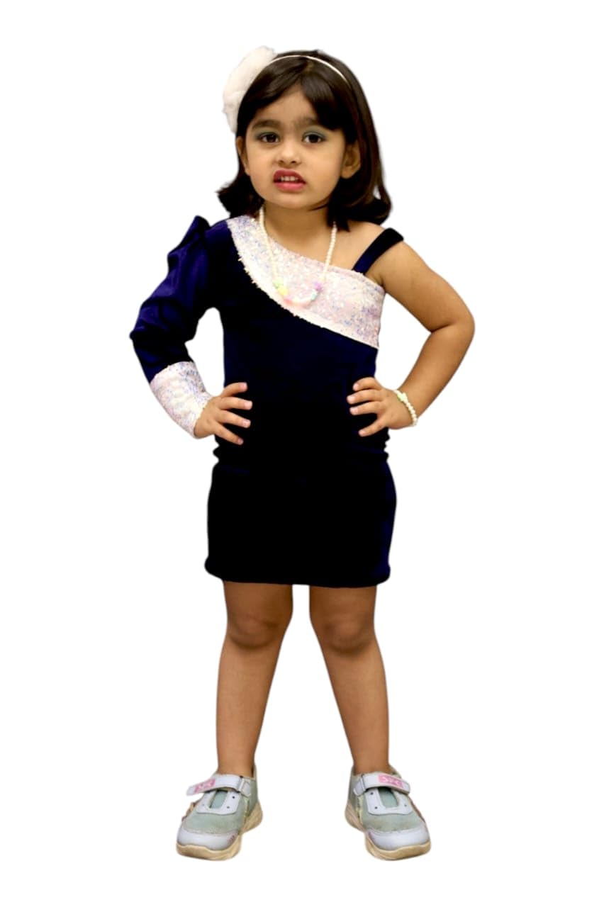 Yuvina Fashion Buy Girls One Shoulder Velvet Dress with Sequin Detail - Review, Price and Buying Guide