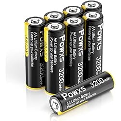 POWXS AA Lithium Batteries, 8Pack 1.5V Lithium Iron Double A Batteries 3200mAh Super Capacity for Blink Camera, Video Doorbell, Flashlight, Toys, Remote Control 【Non-Rechargeable】