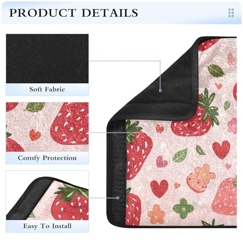 Image of Red Hearts Strawberry Seat Belt Cover Pad 2 Pcs Soft Cute Seatbelt Covers Protector Support Head Neck Shoulder Strap for Car Seats High Chair Backpack for Adults Kids Women Men 10x7.7In 2 Pack