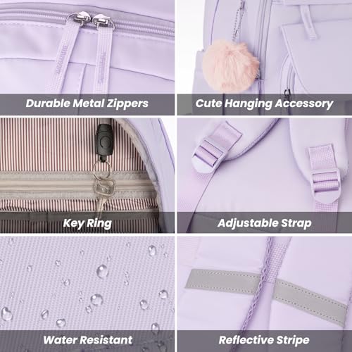 Image of WINDARS School Backpack for Teen Girls, Cute College Backpacks for Women Students Aesthetic Bookbag Large 15.6 Inch Laptop Bag Middle School Travel Back Pack (Purple)