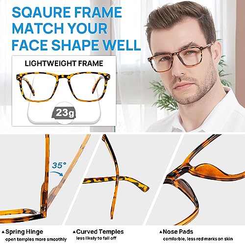 Image of Lightweight Reading Glasses Men Women Square Spring Hinges Readers 1.00 1.25 1.50 1.75 2.00 2.25 2.50 2.75 3.00