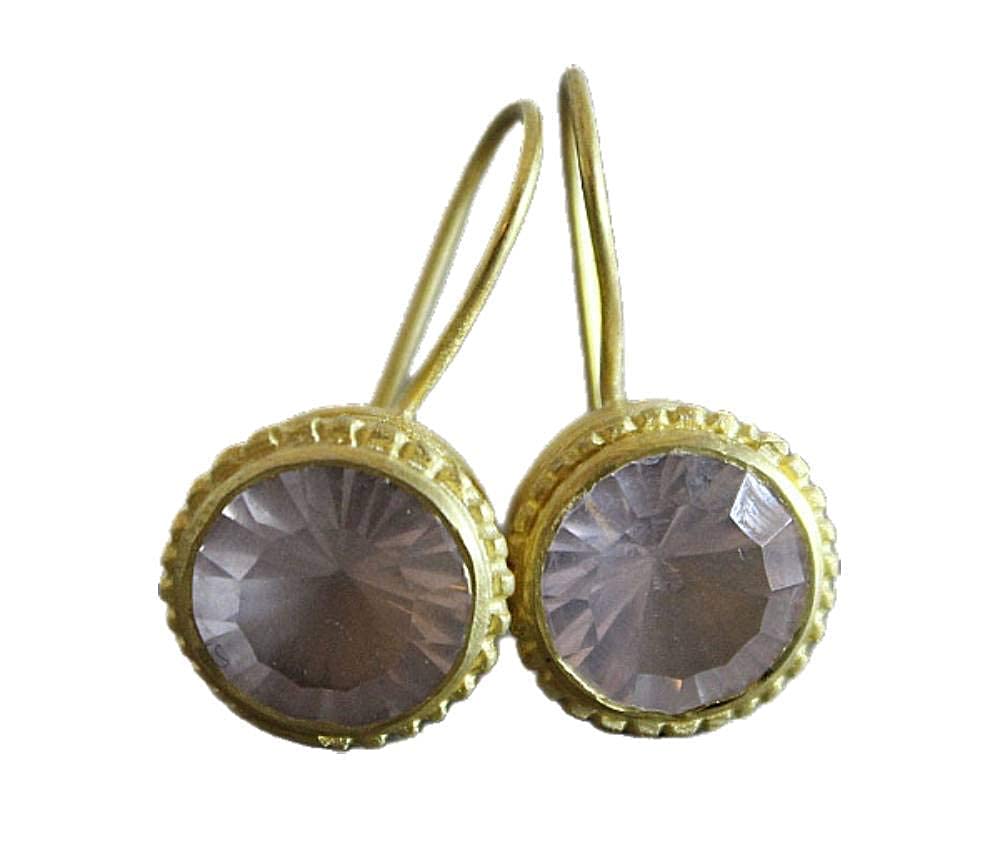 Sophia Rose JewelleryRose Quartz Gold Plated Sterling Silver Drop Earrings - Handmade Gemstone Jewelry Gift Ideas for Women - Wedding Bridal Jewelry (rose-quartz)