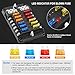 ELECTOP 12-Way Blade Fuse Block, 12 Circuits with Negative Bus Fuse Box Holder with LED Indicator Damp-Proof Protection Cover Sticker for Automotive Car Truck Boat Marine RV Van
