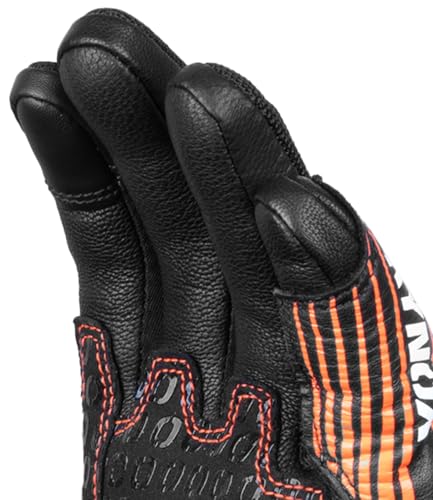 Image of Rynox Tornado Pro 4 Gloves - Motorcycle Riding Gloves | Impact Protection | Abrasion Resistance | Fast-R Carpus Bone Protector | Carbon Edition - Black Orange, Large