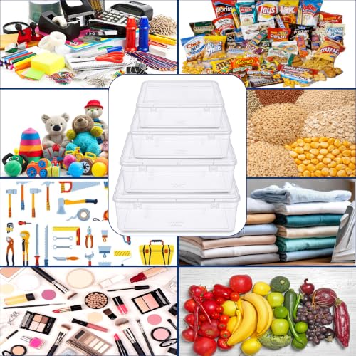 Image of Storite Set of 4 Transparent Multipurpose Plastic Storage Boxes with Lid | Multipurpose Storage Containers|5L, 6L, 8L & 14L Organizer Boxes for Jewellery,Stationery,Accessories & Home Organization