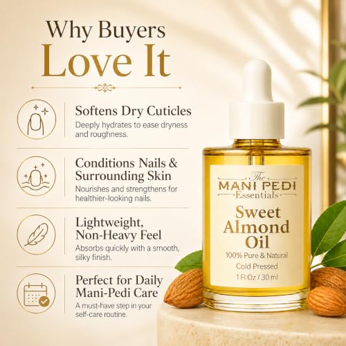 Image of TMPE Sweet Almond Oil for Skin and Hair | Deep Moisturizing, Non-Stick Formula. 100% Pure & Natural Cold Pressed oil - 30 ml.