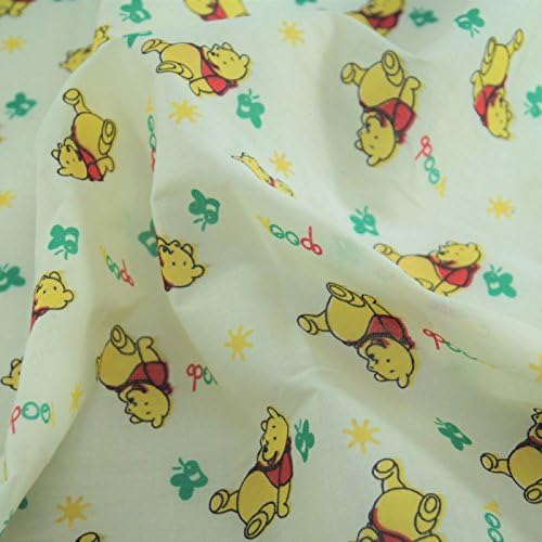 Balsara's 1 Metre Cream Disney Winnie The Pooh Cartoon Printed Polycotton Fabric, 115cm Width, Poplin Weave, Machine Washable