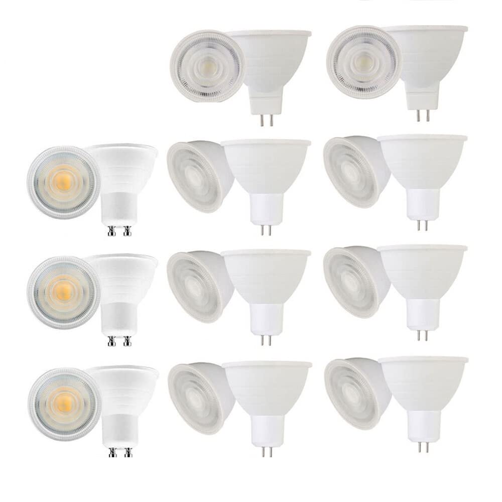 HHF Iluminación del hogar, Paquete de 20, LED LAMP SPARTLING AC220V MR16/GU10/GU5.3 7W ángulo de haz atenomable de 24 grados bombilla de luz puntual(MR16 Cold White)