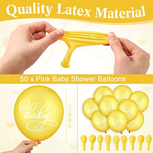 Image of Roowest 51 Pcs Tie Your Shoe Baby Shower Game Sign Wooden Sign Greenery Gift Sets Gender Reveal Party Favors 50 Balloons Latex Balloons for Game Wedding Supplies(Yellow,Bee)