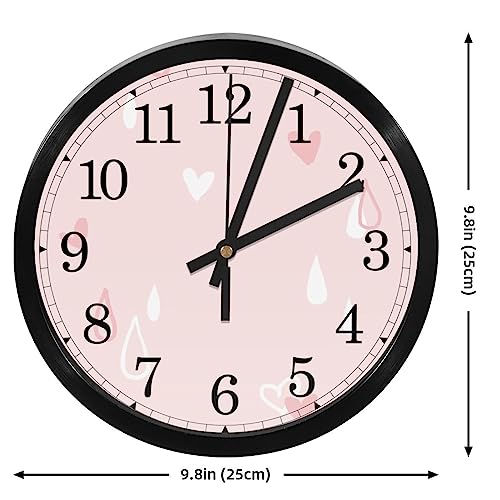 Horloge murale motif cœur et gouttes de pluie poétique à quartz - 5