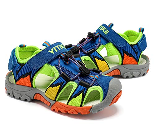 Image of JMFCHI Boys Girls Kids Closed Toe Sports Sandals Summer Water Shoes | Little /Big Kid,Comfortable lightweight,Non-slip soft sole,Hook-and-loop closure,Easy wear,Anti-collision toe,Daily casual