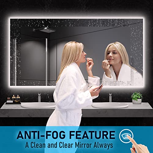 Iowvoe Led Bathroom Mirror 48 X 30 Inch With Backlight, Wall Mounted Lighted Vanity Mirror With Anti-Fog, 3 Colors, Memory Function #TOP1