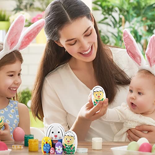 Winterworm Cute Rabbit Nesting Doll Set Of 5 Egg Shape Easter Bunny Sheep Chick Flower Russian Nesting Dolls Wooden Matryoshka Dolls For Kids Stacking Christmas Birthday Toy Gift Home Decoration #TOP6
