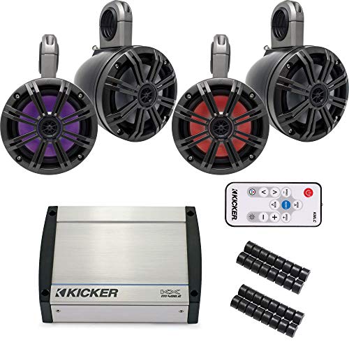 KICKER UTV Bundle: Amplificador y 4 Parlantes LED 6.5"